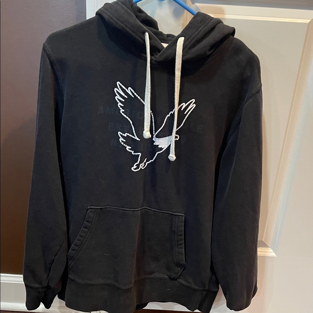 American Eagle Outfitters Black Hoodie with Cream Accents